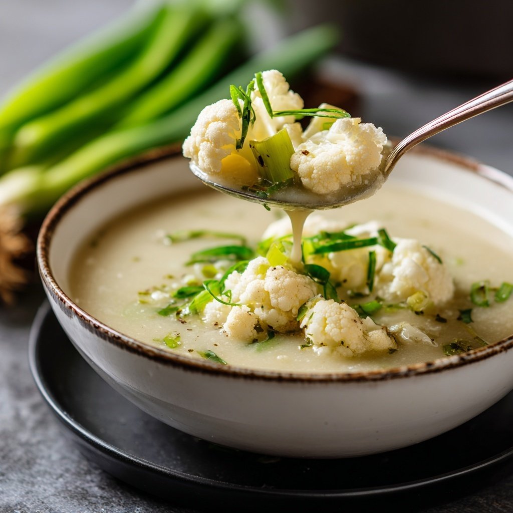 Blumenkohlsuppe mit Lauchzwiebeln