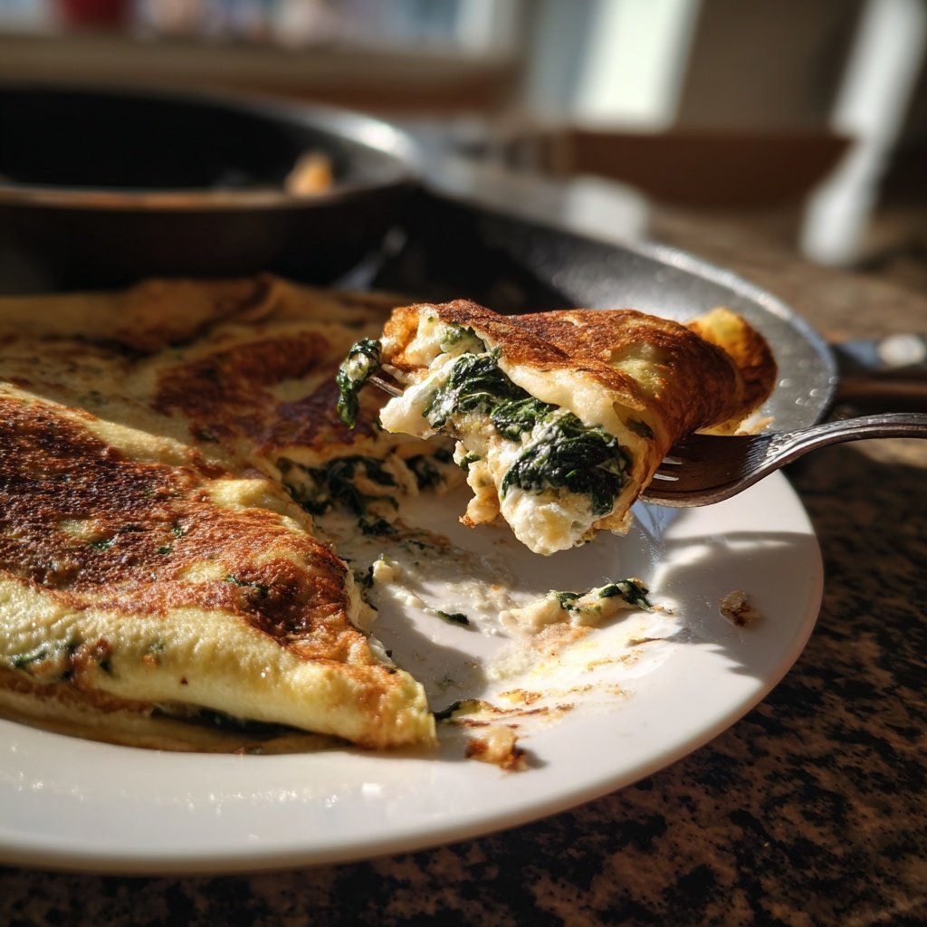 Pfannkuchen mit Spinat und Käse