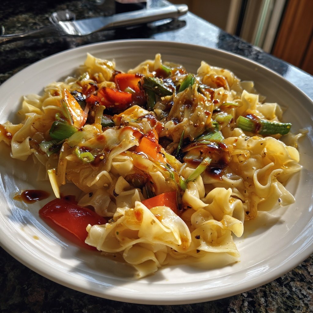 Mittagessen mit Reisnudeln