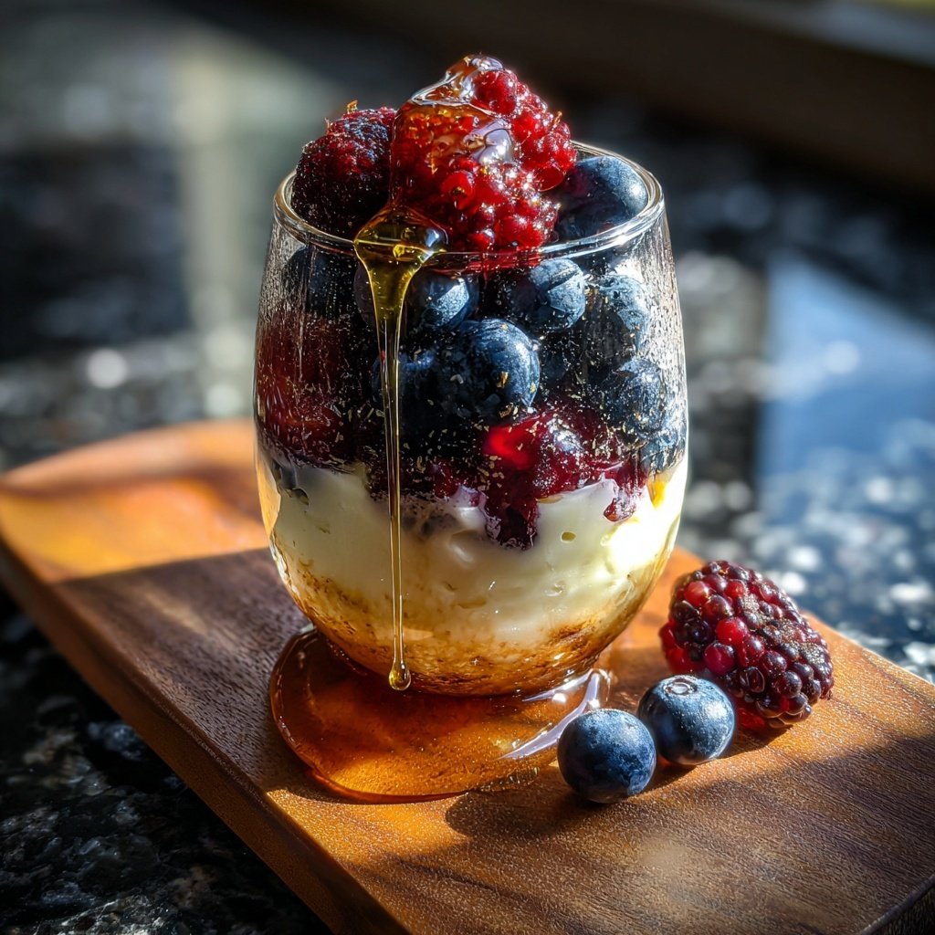 Frühstück im Glas mit Skyr und Beeren