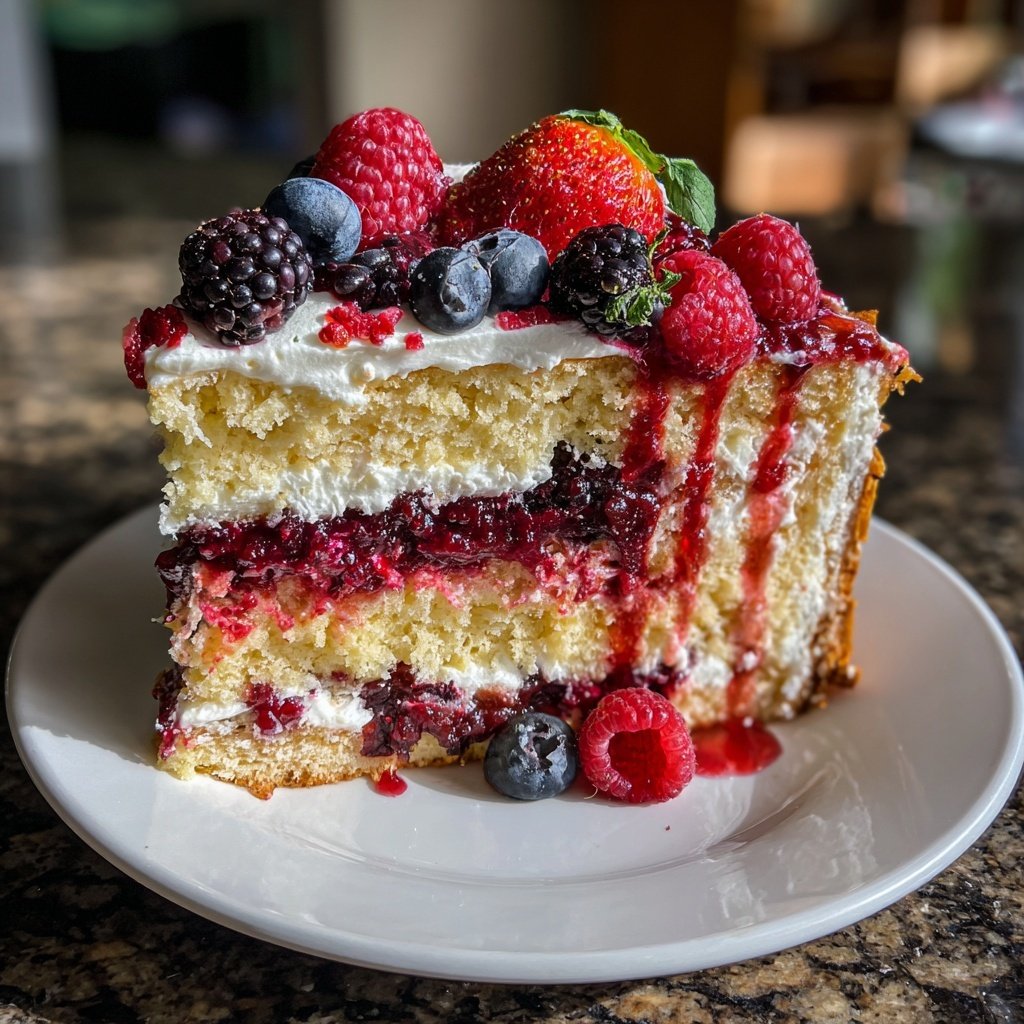 Geburtstagskuchen mit Beerenfüllung