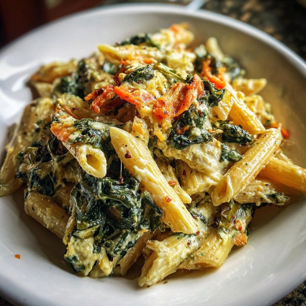 Penne mit Spinat und Ricotta